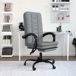 vidaXL Silla de oficina reclinable de tela Gris claro Discount