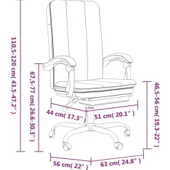 vidaXL Silla de oficina reclinable de tela Gris claro Discount