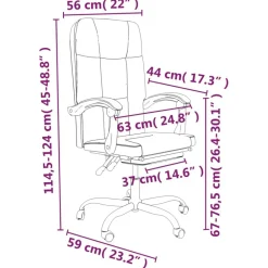 vidaXL Mobiliario De Oficina-Silla de oficina reclinable de tela