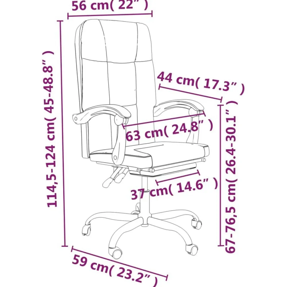 vidaXL Mobiliario De Oficina-Silla de oficina reclinable de tela