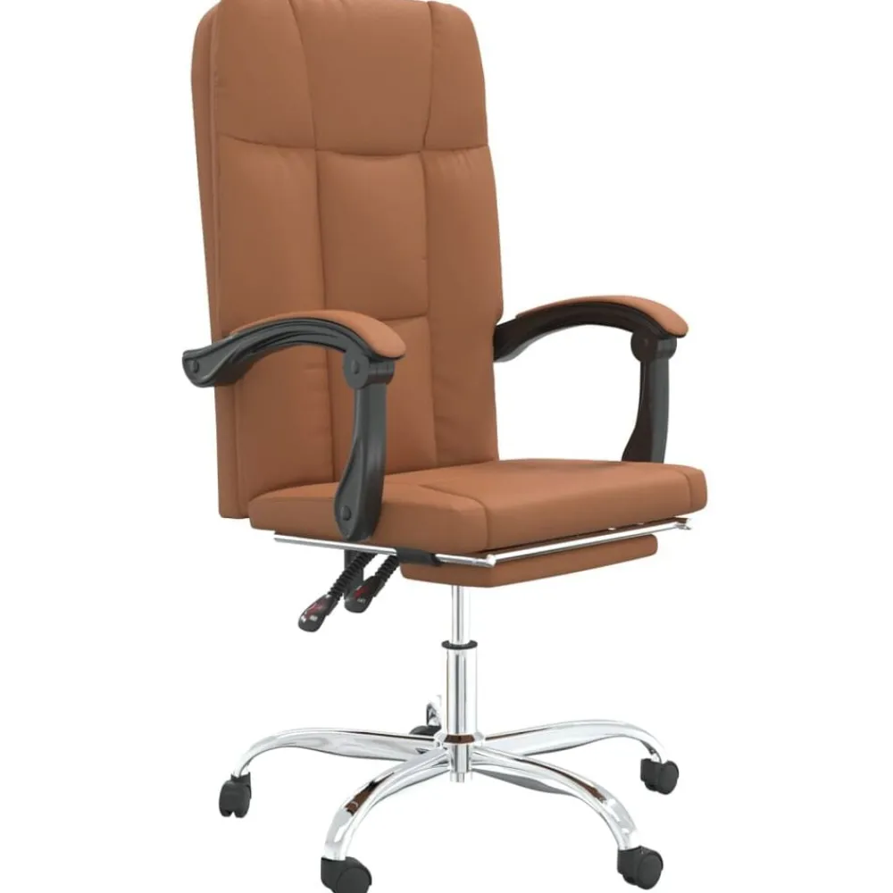 vidaXL Mobiliario De Oficina-Silla de oficina reclinable cuero sintético marrón