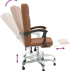 vidaXL Mobiliario De Oficina-Silla de oficina reclinable cuero sintético marrón