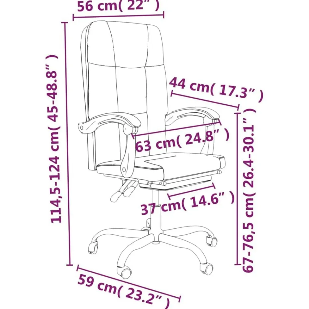vidaXL Mobiliario De Oficina-Silla de oficina reclinable cuero sintético marrón