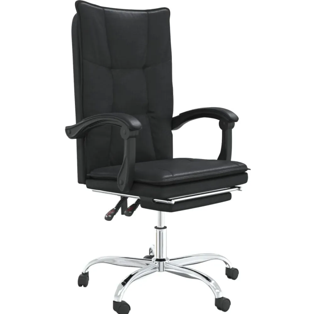 vidaXL Silla de oficina reclinable cuero sintético Negro Online