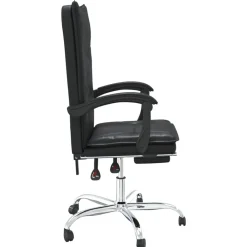 vidaXL Silla de oficina reclinable cuero sintético Negro Online