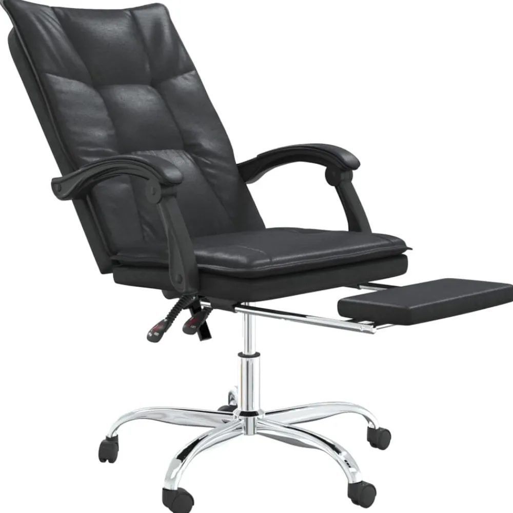 vidaXL Silla de oficina reclinable cuero sintético Negro Online