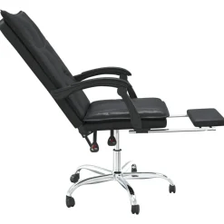 vidaXL Silla de oficina reclinable cuero sintético Negro Online