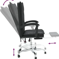 vidaXL Silla de oficina reclinable cuero sintético Negro Online