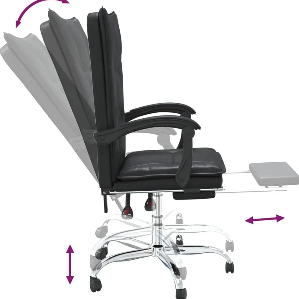 vidaXL Silla de oficina reclinable cuero sintético Negro Online