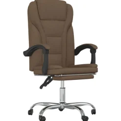 vidaXL Silla de oficina reclinable de tela marrón Marrón Outlet