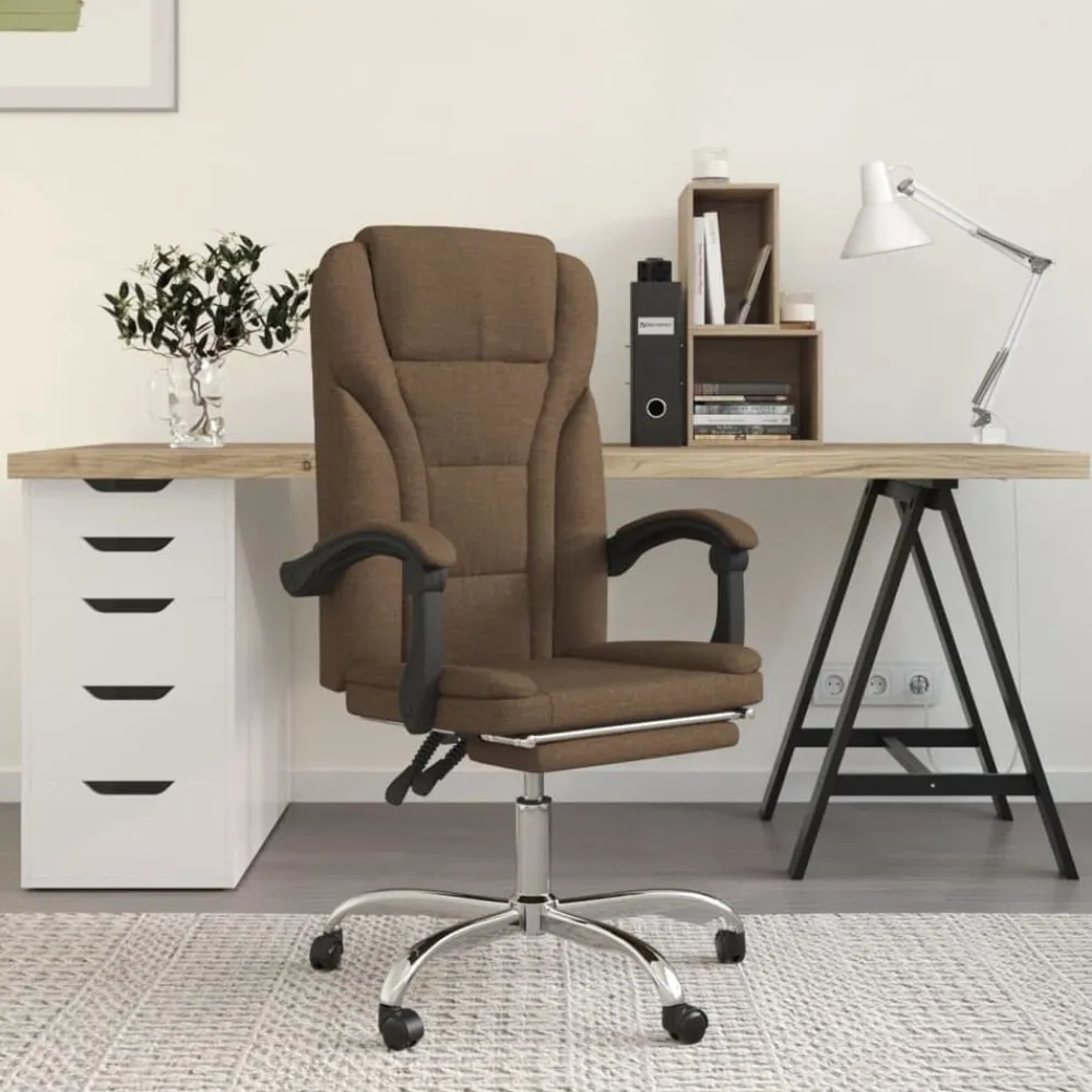 vidaXL Silla de oficina reclinable de tela marrón Marrón Outlet