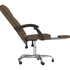 vidaXL Silla de oficina reclinable de tela marrón Marrón Outlet