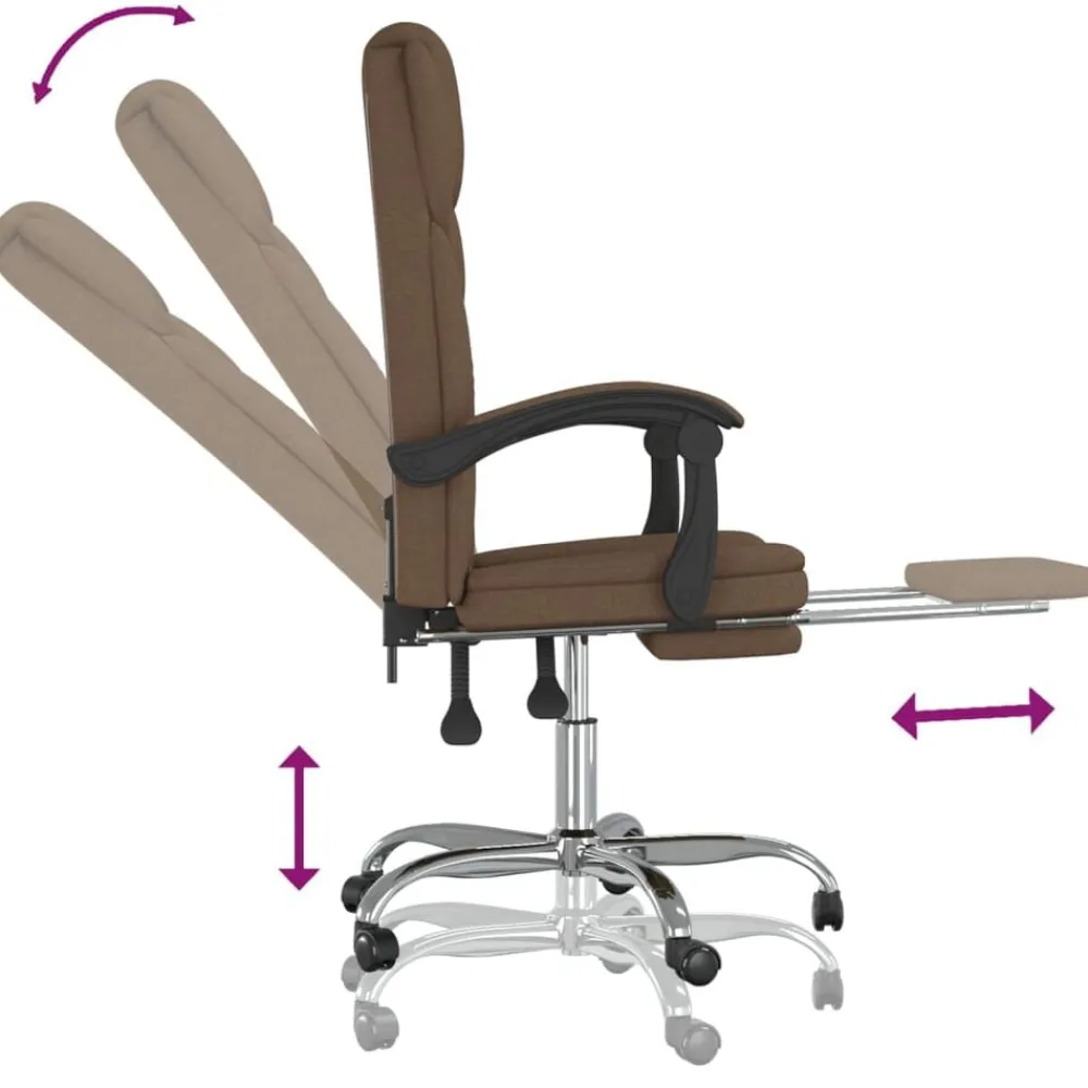 vidaXL Silla de oficina reclinable de tela marrón Marrón Outlet