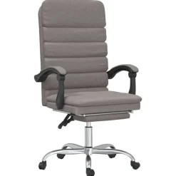 vidaXL Silla de oficina reclinable con masaje tela gris Taupé Best