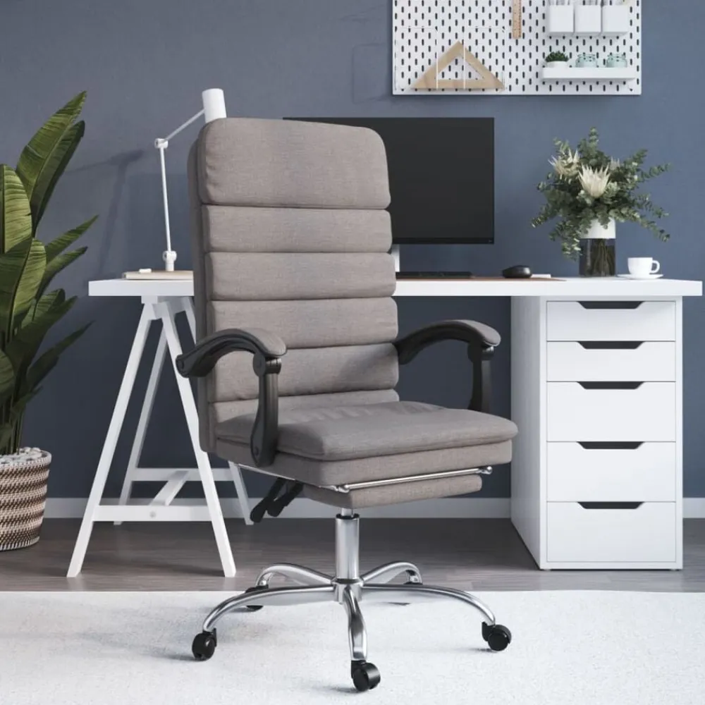 vidaXL Silla de oficina reclinable con masaje tela gris Taupé Best