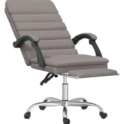 vidaXL Silla de oficina reclinable con masaje tela gris Taupé Best
