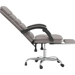 vidaXL Silla de oficina reclinable con masaje tela gris Taupé Best