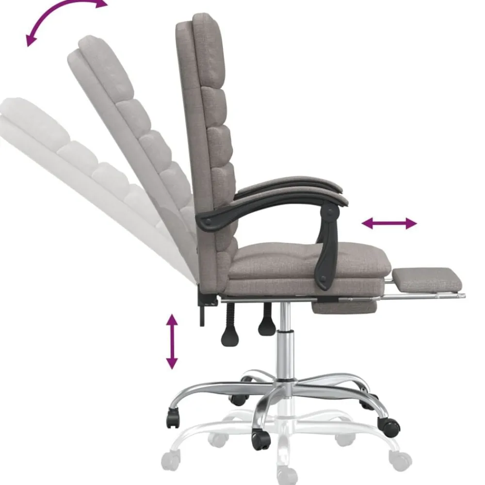 vidaXL Silla de oficina reclinable con masaje tela gris Taupé Best
