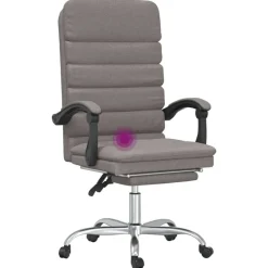 vidaXL Silla de oficina reclinable con masaje tela gris Taupé Best