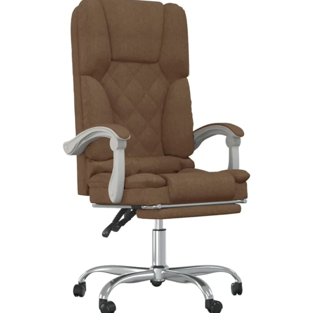 vidaXL Mobiliario De Oficina-Silla de oficina reclinable con masaje de tela marrón