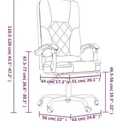 vidaXL Mobiliario De Oficina-Silla de oficina reclinable con masaje de tela marrón