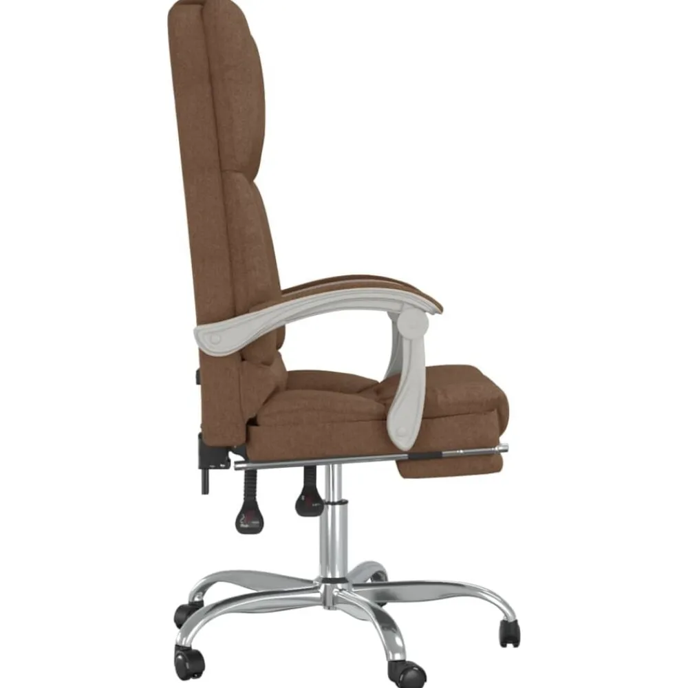 vidaXL Mobiliario De Oficina-Silla de oficina reclinable con masaje de tela marrón