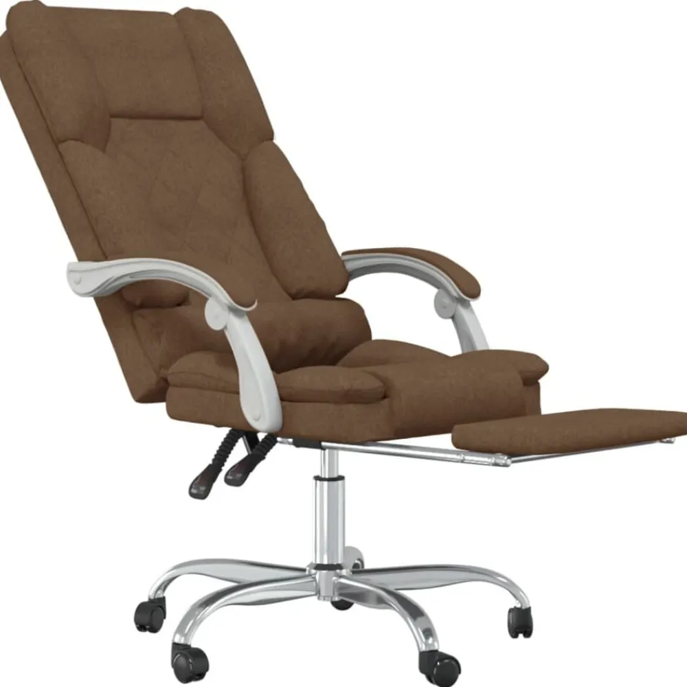 vidaXL Mobiliario De Oficina-Silla de oficina reclinable con masaje de tela marrón