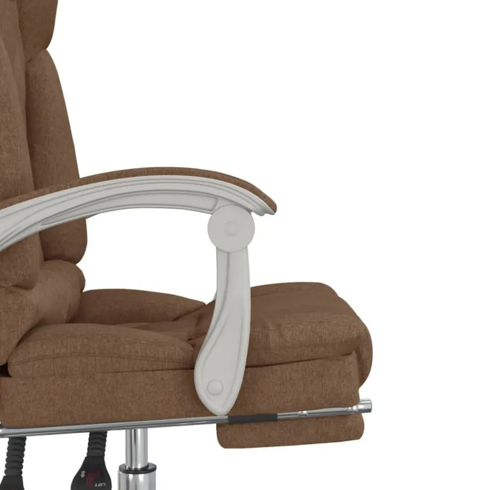 vidaXL Mobiliario De Oficina-Silla de oficina reclinable con masaje de tela marrón
