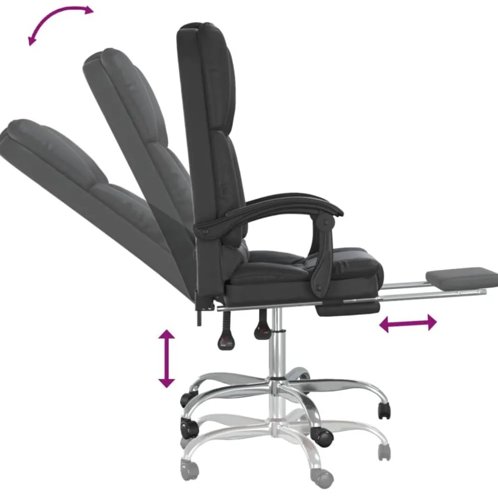 vidaXL Mobiliario De Oficina-Silla de oficina reclinable masaje cuero sintético