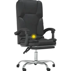vidaXL Mobiliario De Oficina-Silla de oficina reclinable masaje cuero sintético