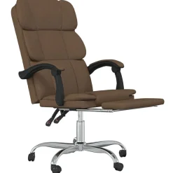 vidaXL Mobiliario De Oficina-Silla de oficina reclinable de tela marrón
