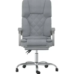 vidaXL Silla de oficina reclinable con masaje de tela Gris claro New