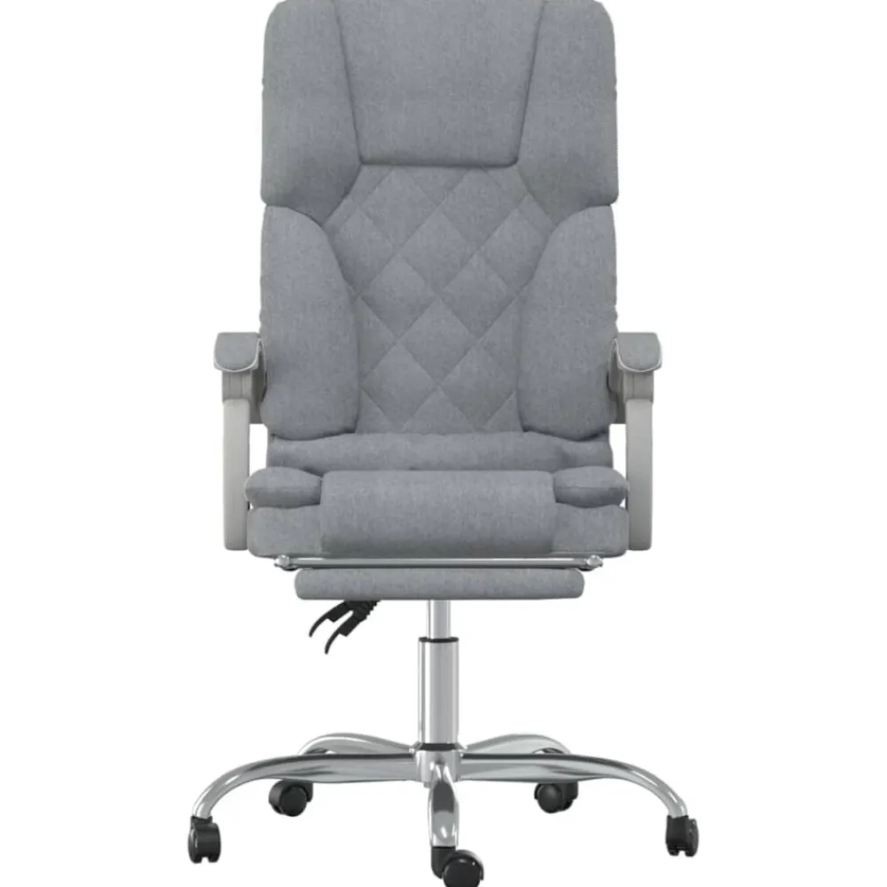 vidaXL Silla de oficina reclinable con masaje de tela Gris claro New