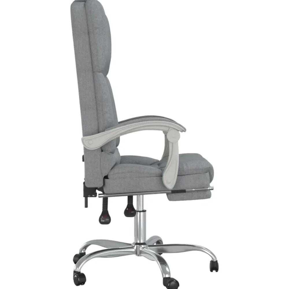 vidaXL Silla de oficina reclinable con masaje de tela Gris claro New
