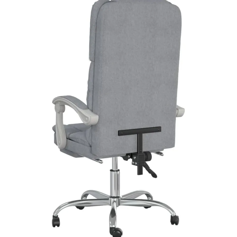 vidaXL Silla de oficina reclinable con masaje de tela Gris claro New