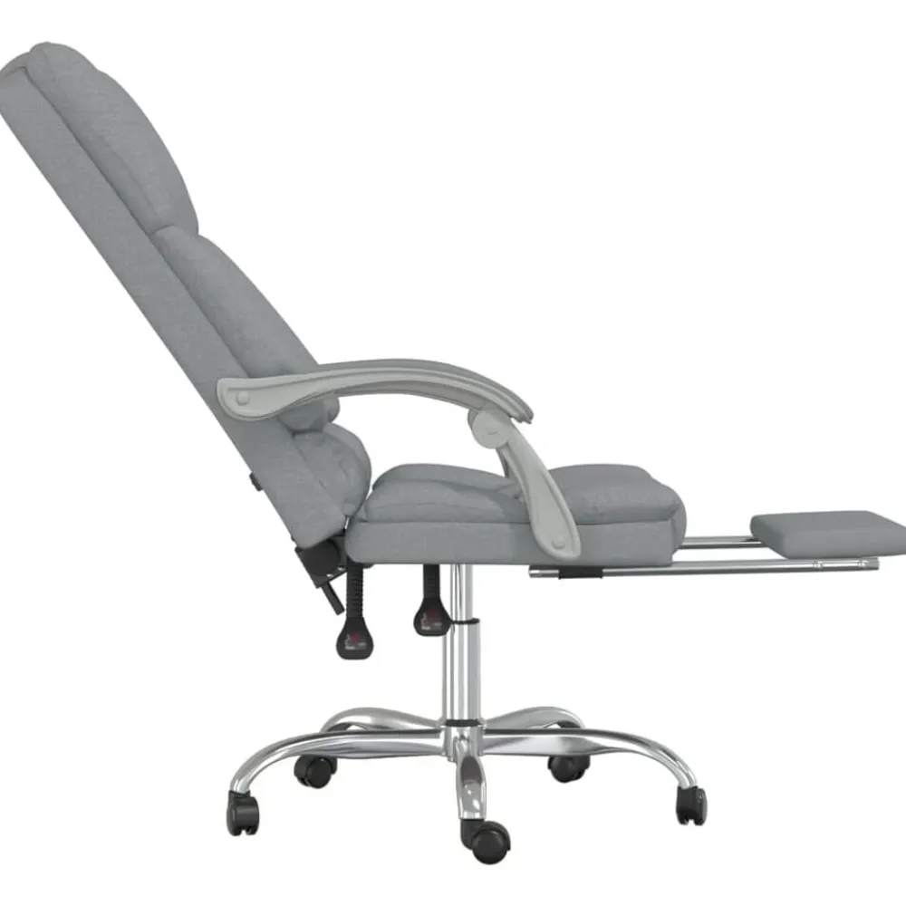 vidaXL Silla de oficina reclinable con masaje de tela Gris claro New