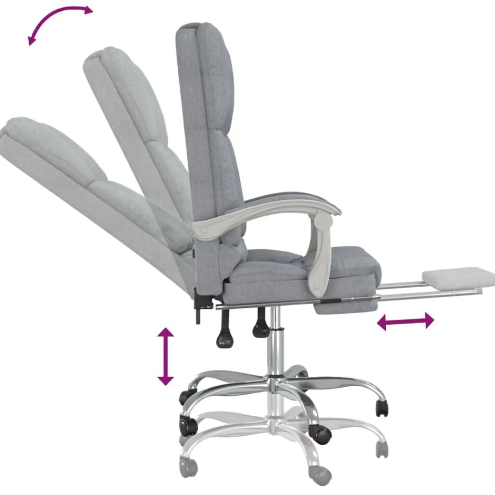 vidaXL Silla de oficina reclinable con masaje de tela Gris claro New