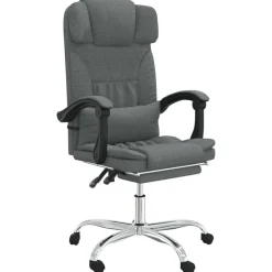 vidaXL Silla de oficina reclinable con masaje de tela Gris oscuro Outlet