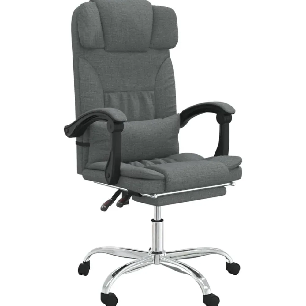 vidaXL Silla de oficina reclinable con masaje de tela Gris oscuro Outlet