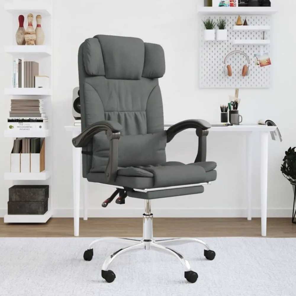 vidaXL Silla de oficina reclinable con masaje de tela Gris oscuro Outlet