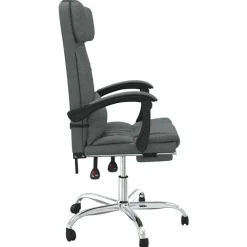 vidaXL Silla de oficina reclinable con masaje de tela Gris oscuro Outlet