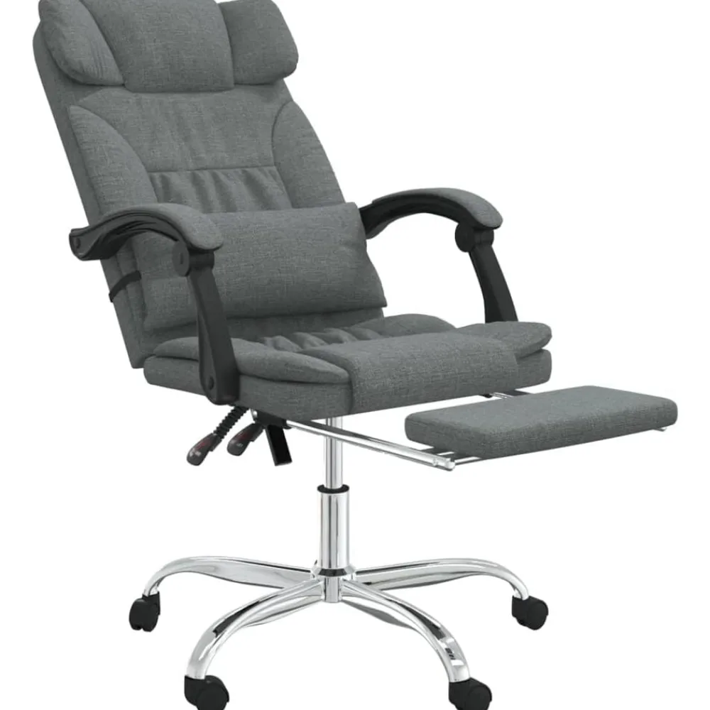 vidaXL Silla de oficina reclinable con masaje de tela Gris oscuro Outlet