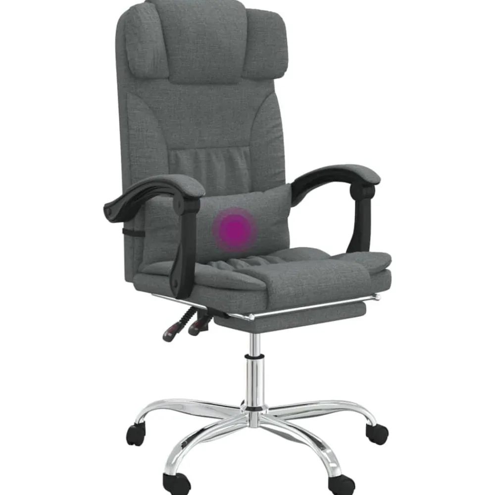 vidaXL Silla de oficina reclinable con masaje de tela Gris oscuro Outlet