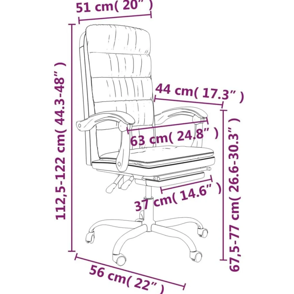 vidaXL Mobiliario De Oficina-Silla de oficina reclinable de terciopelo