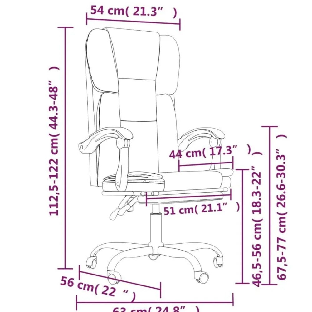 vidaXL Mobiliario De Oficina-Silla de oficina reclinable cuero sintético