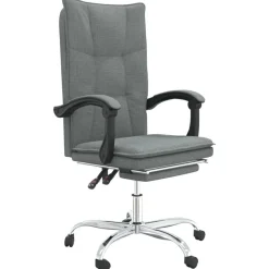 vidaXL Silla de oficina reclinable de tela Gris oscuro Hot