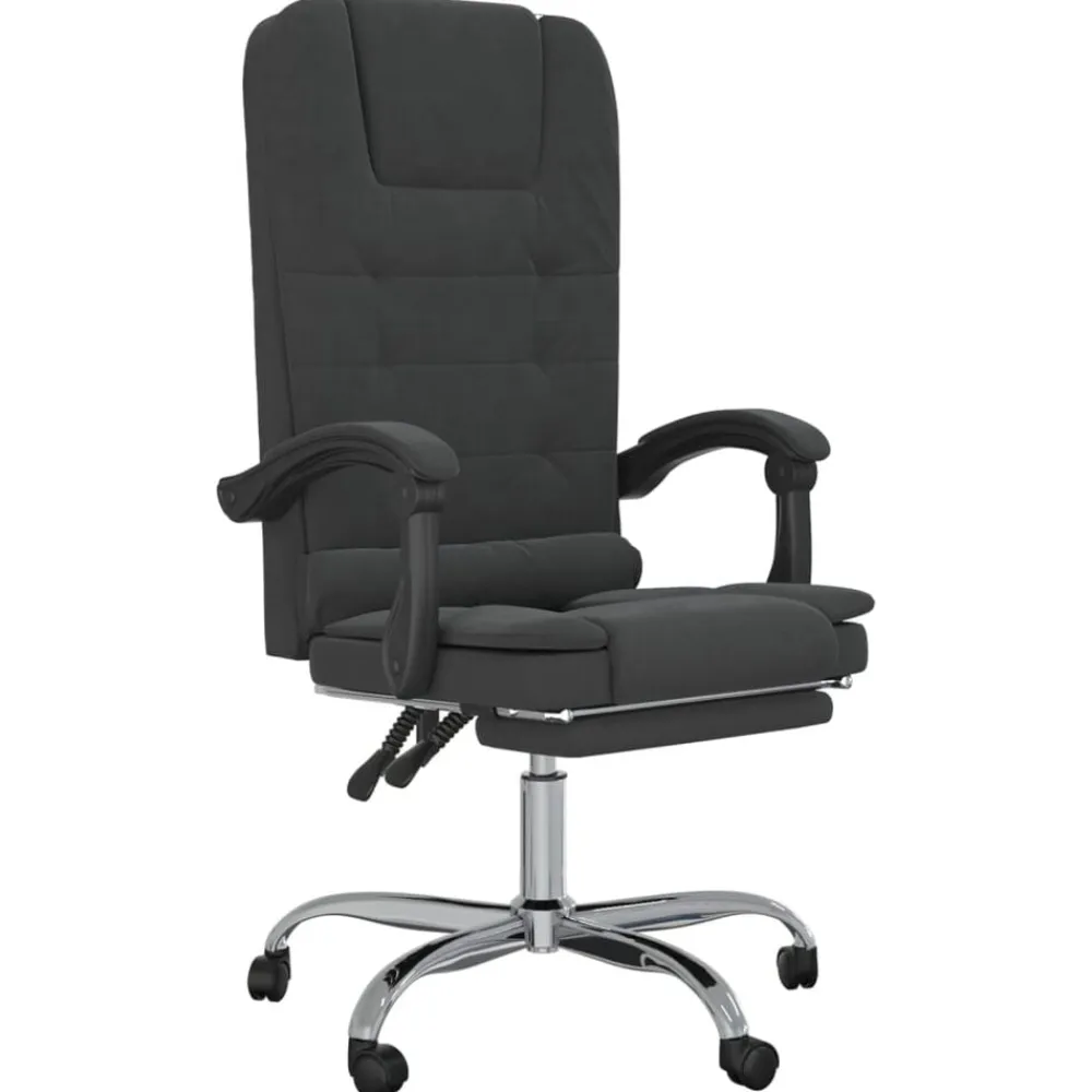 vidaXL Silla de oficina reclinable con masaje terciopelo Negro Hot