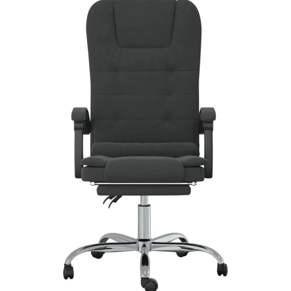 vidaXL Silla de oficina reclinable con masaje terciopelo Negro Hot