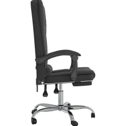 vidaXL Silla de oficina reclinable con masaje terciopelo Negro Hot