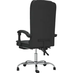vidaXL Silla de oficina reclinable con masaje terciopelo Negro Hot